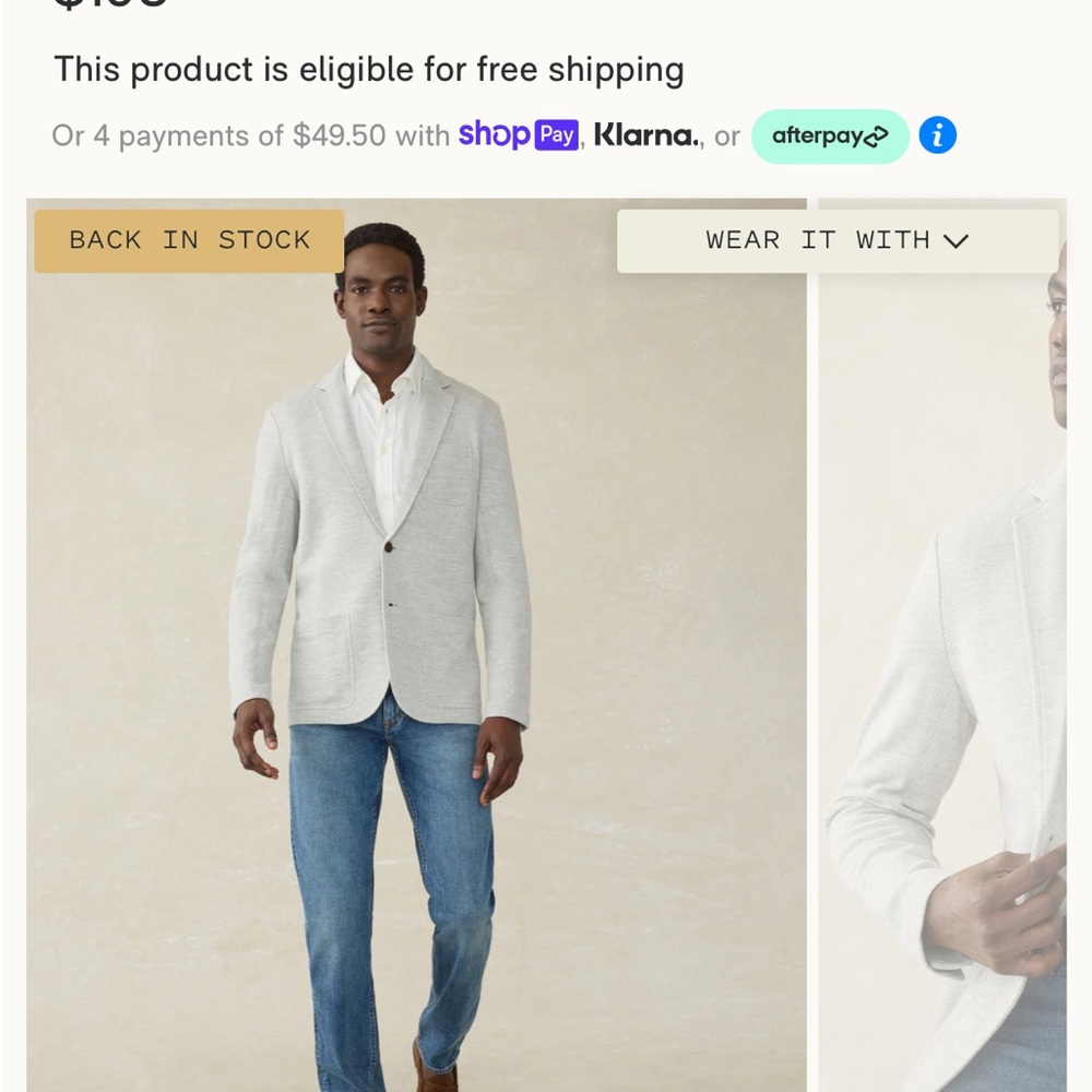 Faherty Inlet Knit Blazer Men's
